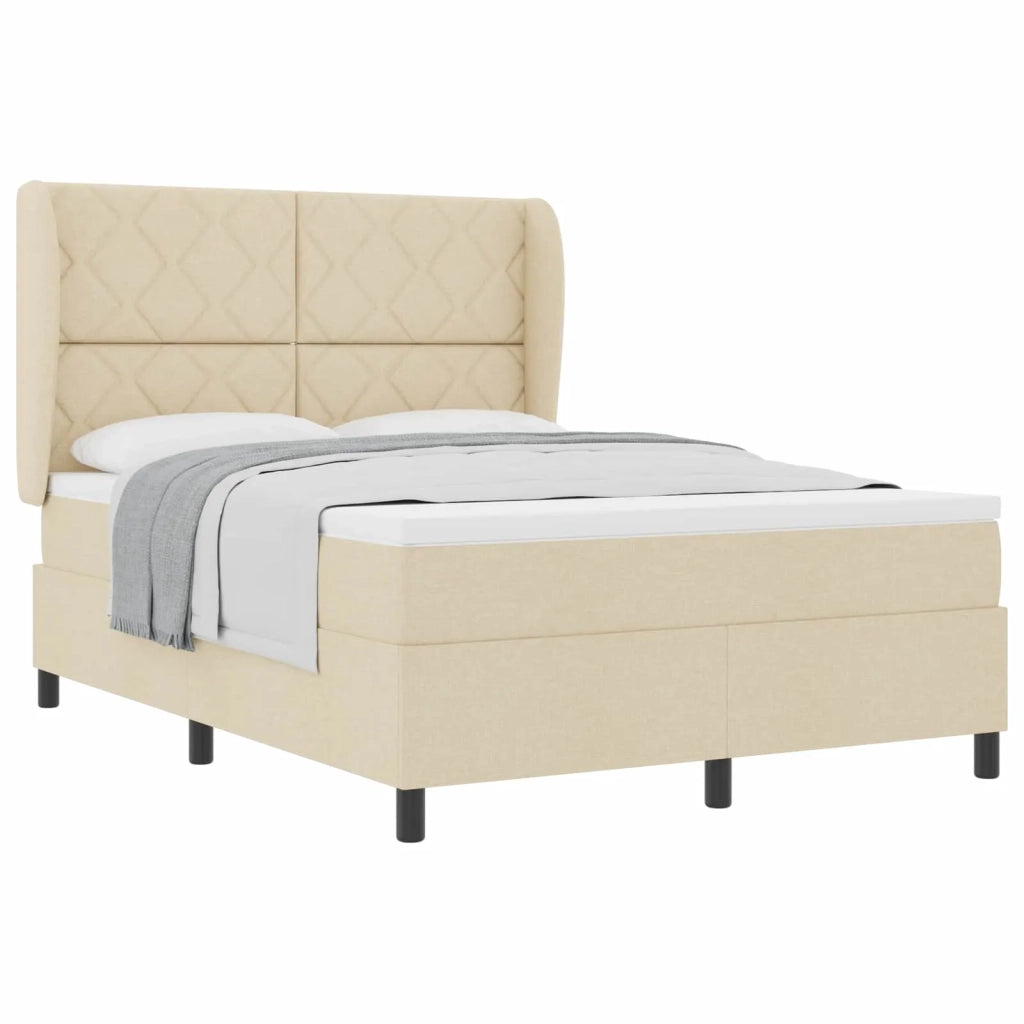 Letto a molle con materasso Crema 160 x 200 cm Tessuto 3340639
