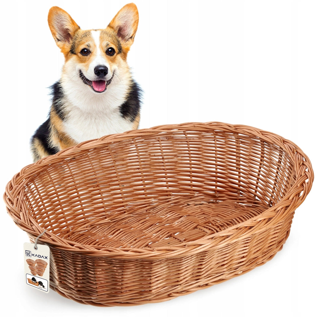 Cuccia per cani e gatti KADAX in vimini naturale, media, ecologica, 65 cm.