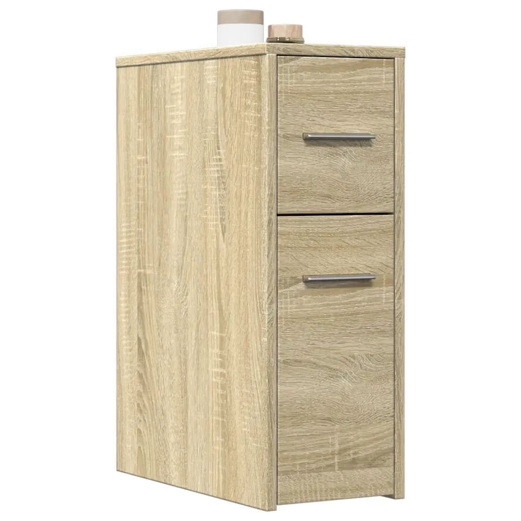 Armadietto da Bagno | Armadio da bagno Stretto con Ruote Rovere Sonoma Truciolato