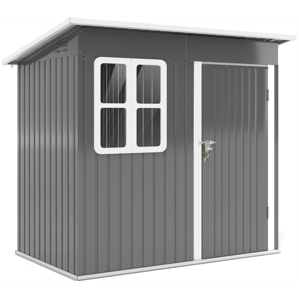 Casetta da giardino in acciaio grigio scuro 221 x 133 cm