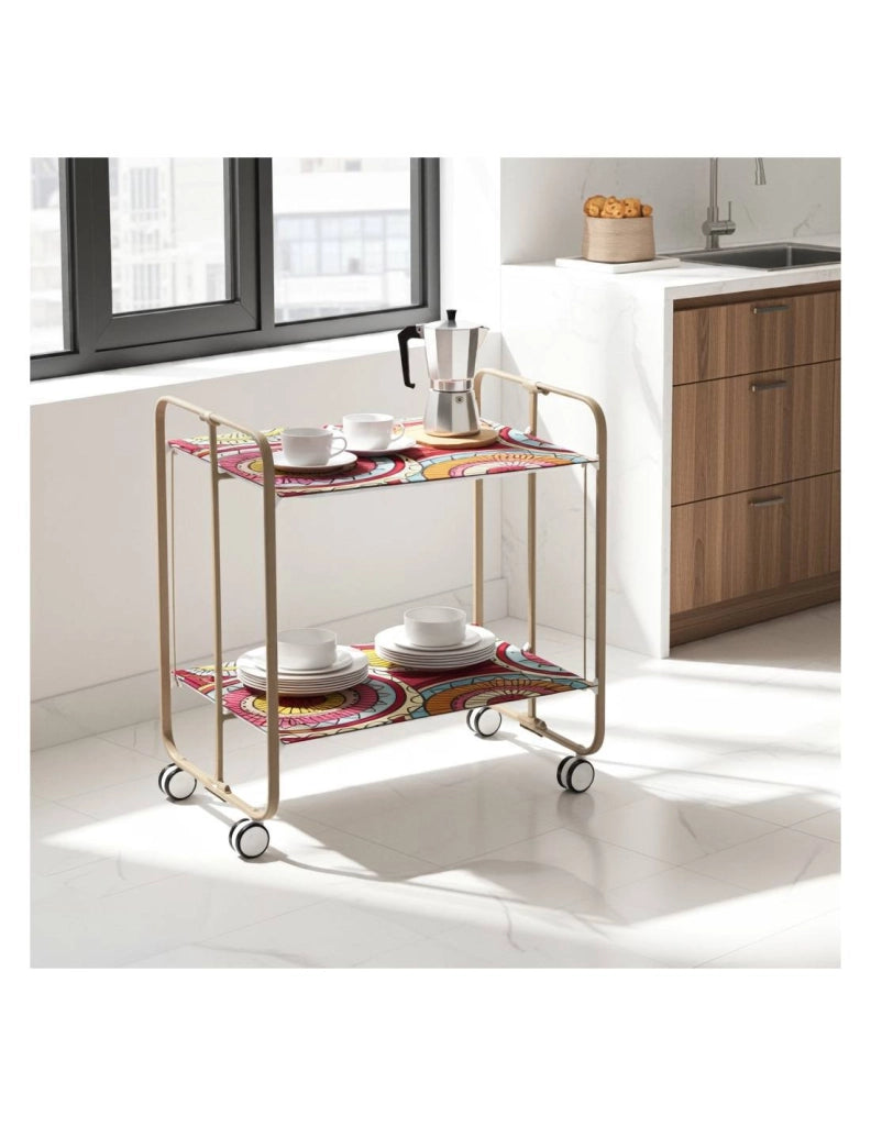 Carrello da cucina pieghevole sabbia con ruote BAUHAUS 2 ripiani