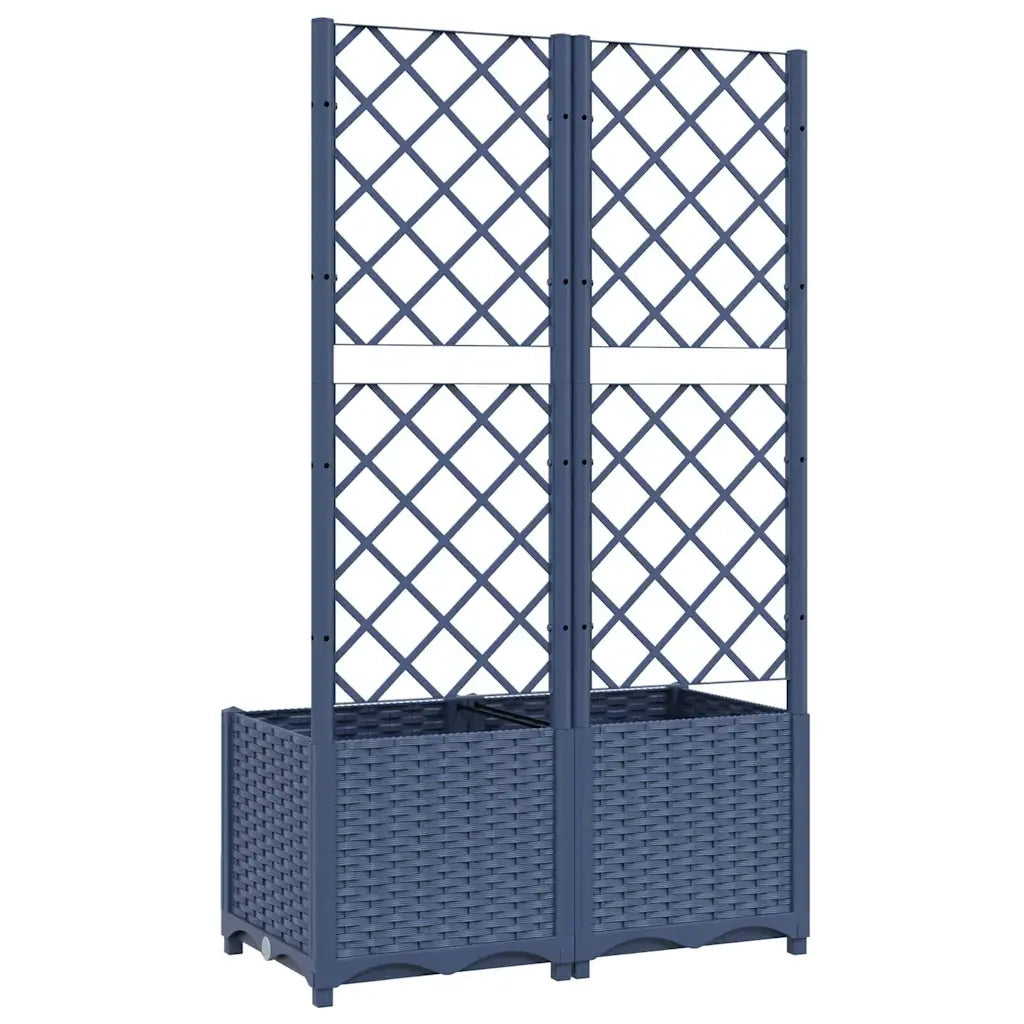 Fioriera | Cassetta per fiori | Vaso da giardino con traliccio blu grigio 80x40x136 cm PP