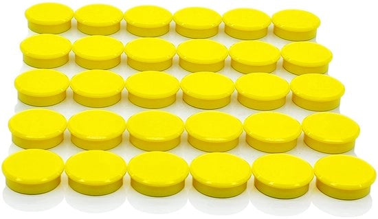 Magnetici per lavagne, 30 pezzi forti magnetici colorati per frigoriferi, magnetici per frigoriferi, minimagnetici, piccoli magnetici rotondi, magnetici per lavagne, per lavagne, pareti magnetiche, uffici (giallo)