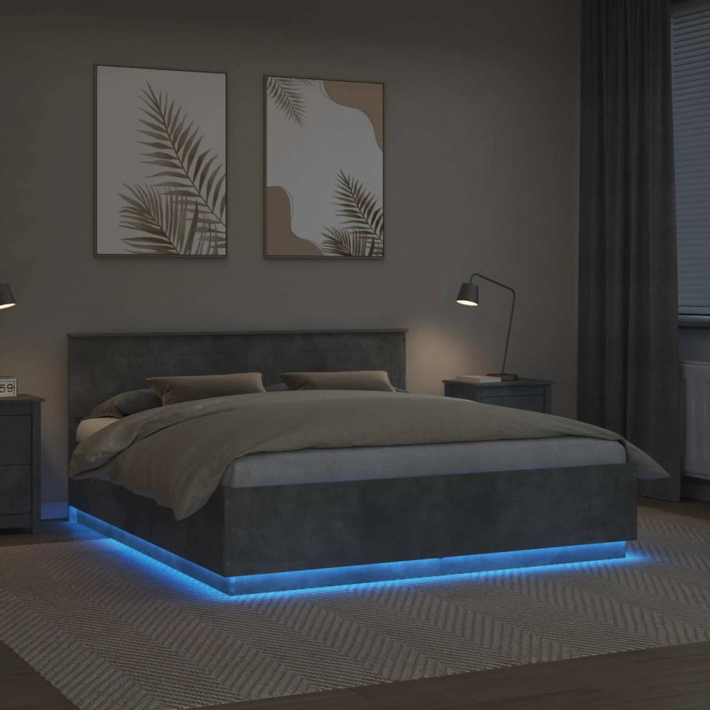Struttura del letto con strisce LED Grigio cemento 200 x 200 cm 3408043