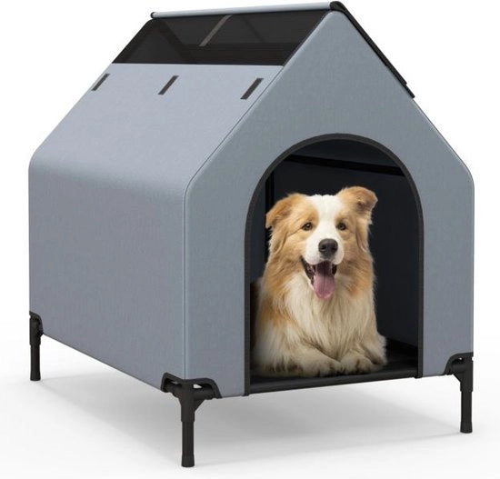 Recinzione per Cani 91 cm - Casa per Piccoli Cani - Grande Recinzione per Cani - Vetrata Aria - Copertura Rimovibile - Grigio