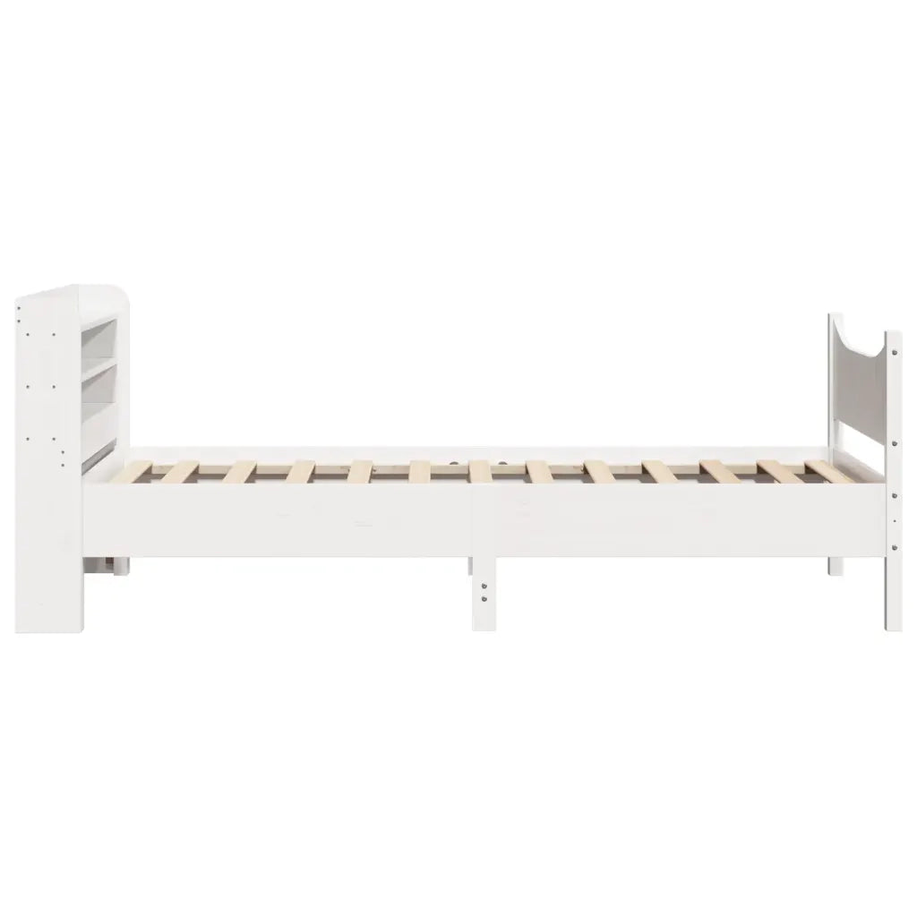Giroletto con Testiera Bianco 90x190 cm Legno Massello di Pino