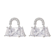 Orecchini a sacchetto in zirconi, eleganti e scintillanti, in stile francese, dal lusso discreto e di alta gamma.