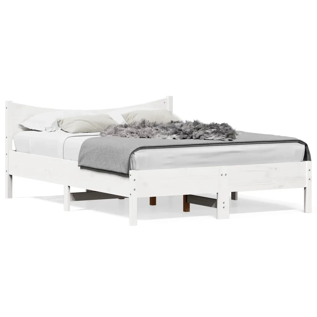 Letto matrimoniale | Letto per adulti | Letto senza Materasso Bianco 140x200 cm Legno Massello di Pino