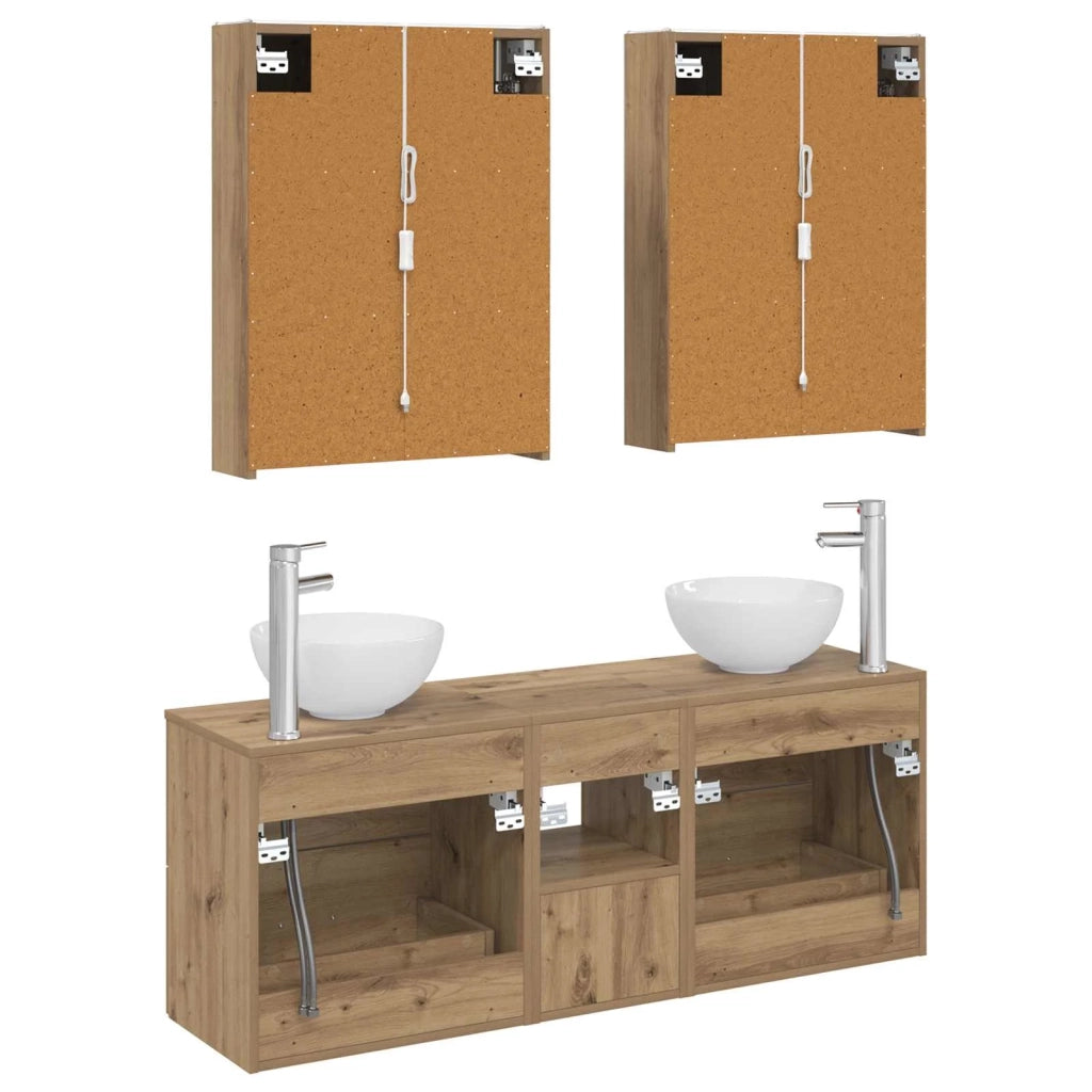 Set di Armadi da Bagno 5 pcs Rovere Artigianale 3406694