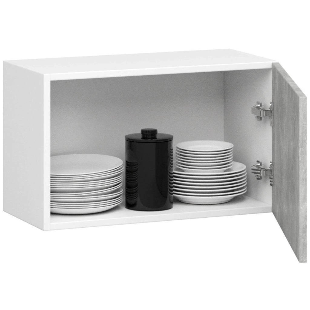Mobile da cucina pensile sotto cappa sistema AKORD OLIWIA Bianco 60 cm 1 anta inserto frontale Cemento 60x30x29 cm