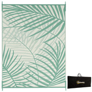 Tappeto da giardino reversibile impermeabile ¨C Xylo ¨C 365x274 cm motivo foglie verde crema
