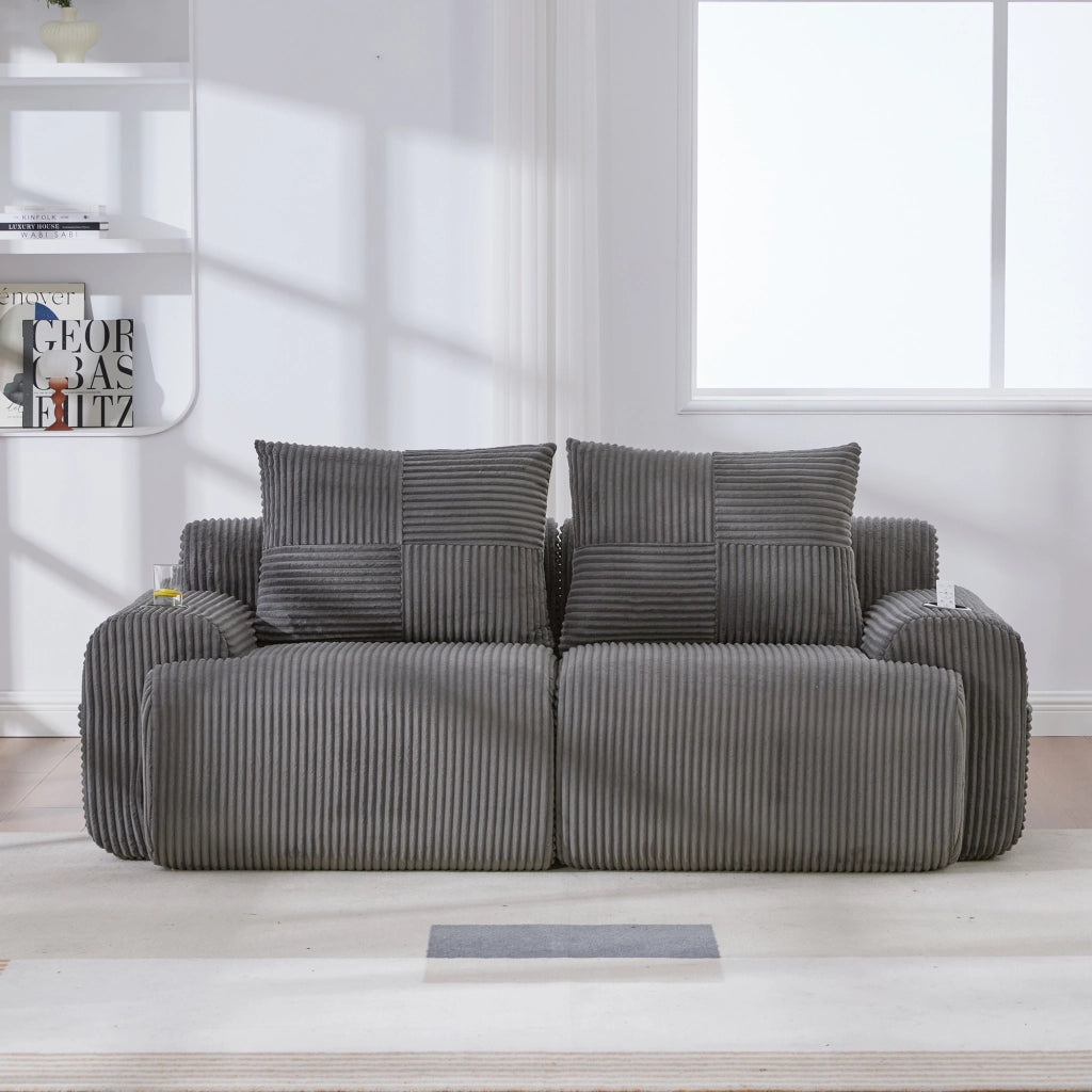DIVANO Modulare 2 posti 200x99x80 cm in Corduroy Grigio Scuro