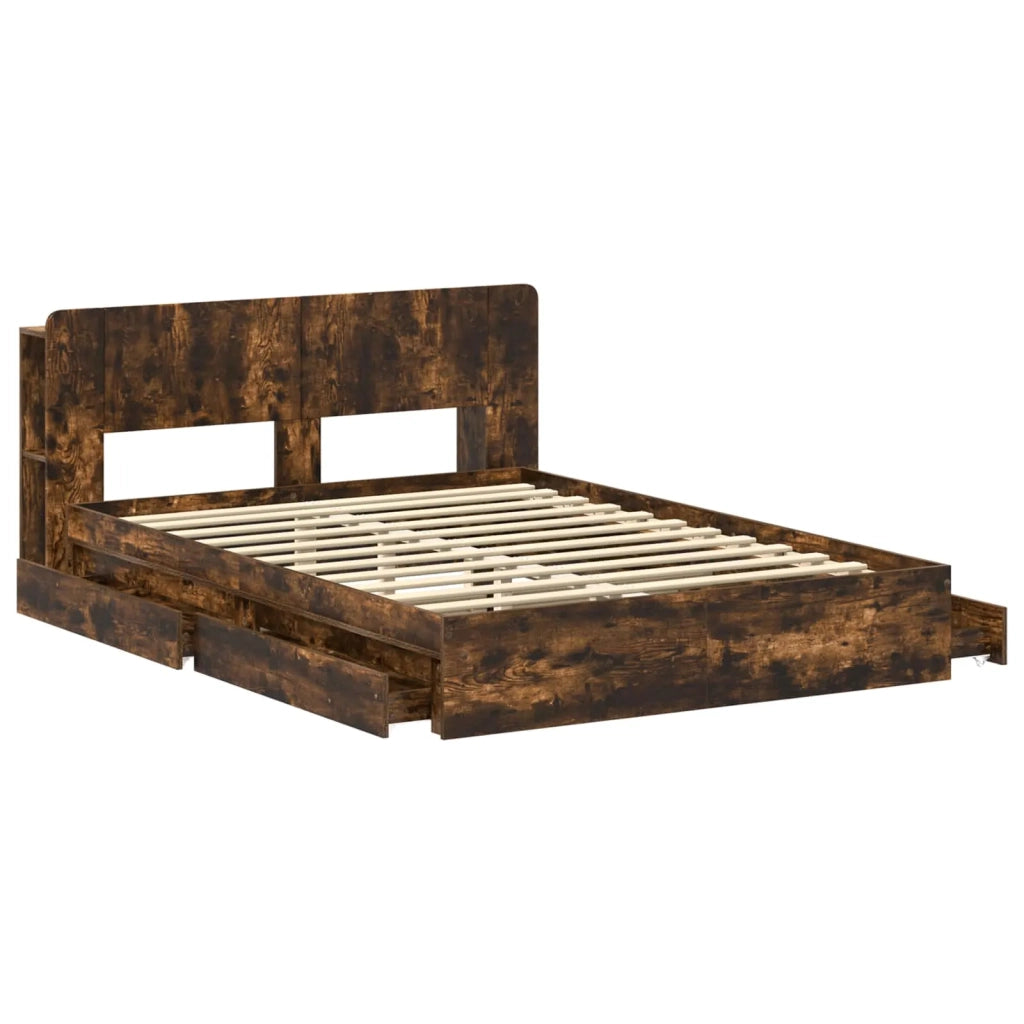 Telaio del letto con storage Rovere Fumo 135 x 190 cm