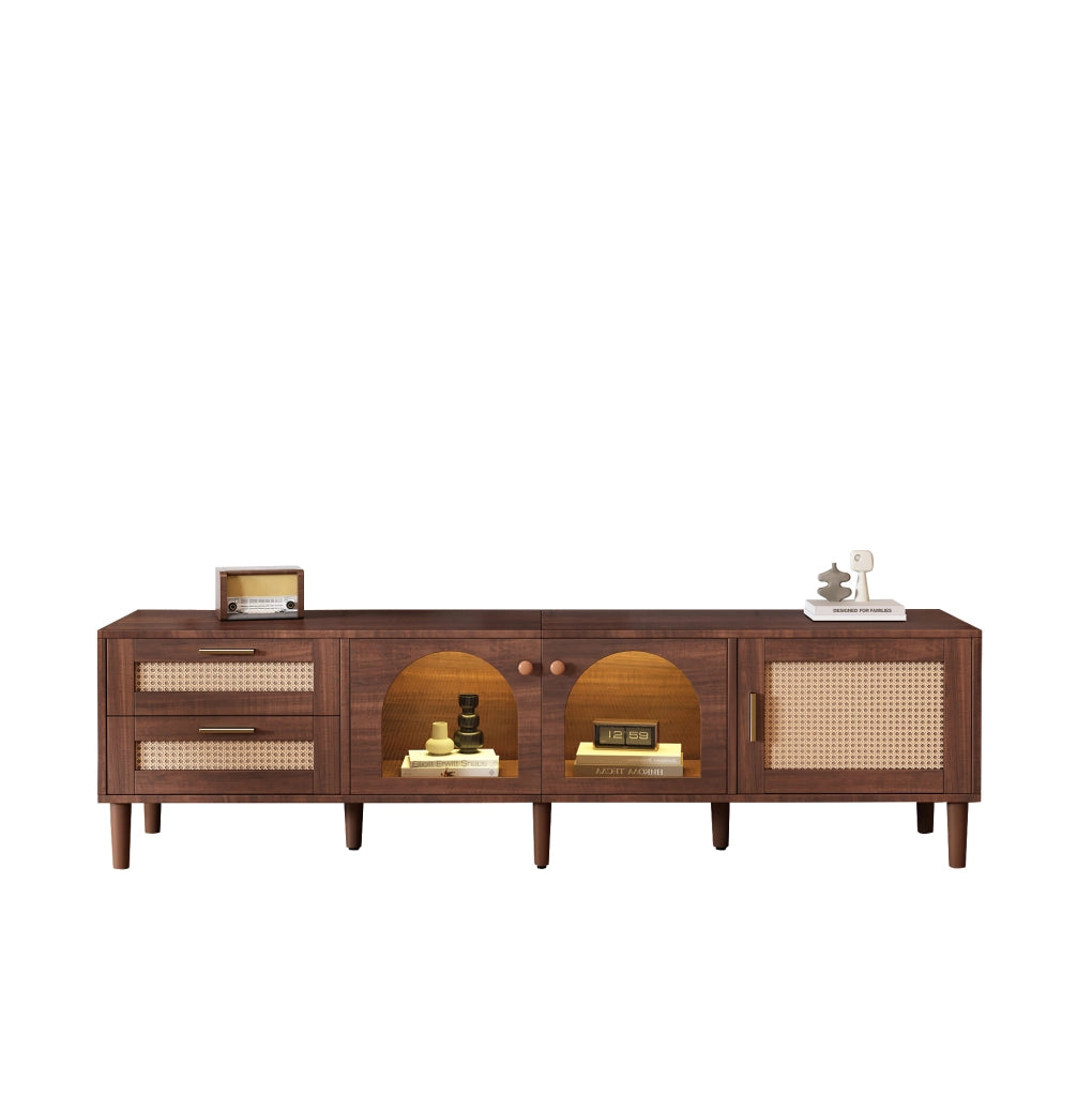 Mobile TV 180x40x50 cm marrone in pannello truciolare con 2 cassetti e LED