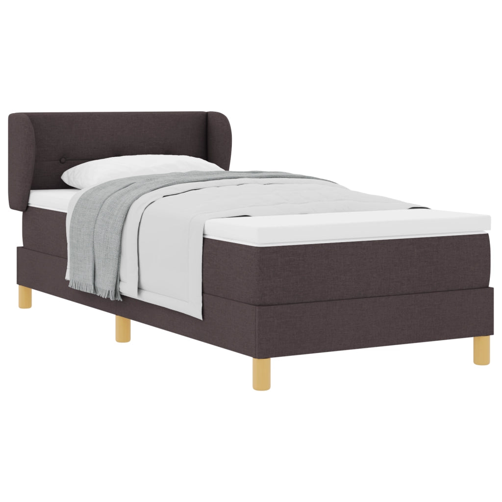 Letto aBOX Spring con Materasso Marrone Scuro 80x200 cm in Tessuto