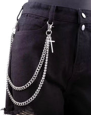 Catena in acciaio con chiusura a scatto, colore argento, lunghezza 50 cm