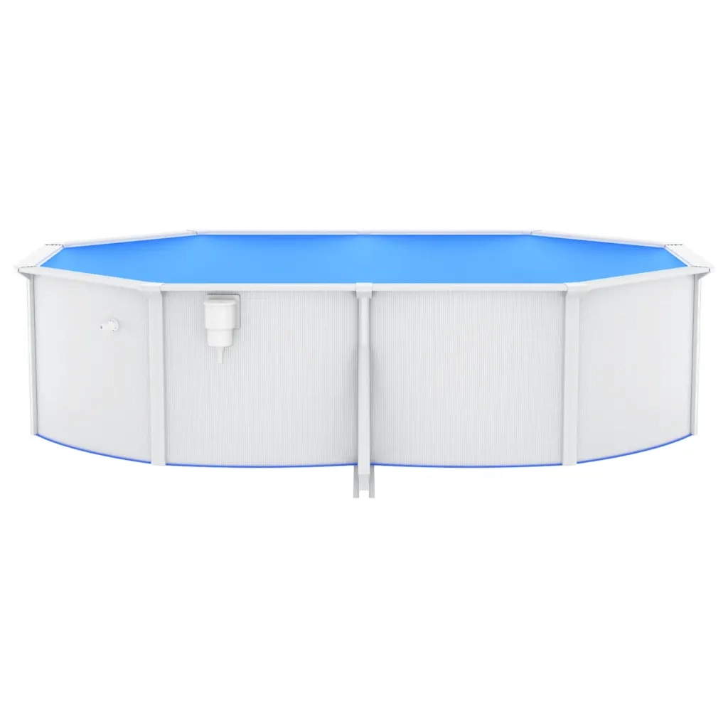 Piscina con Pareti in Acciaio Ovale 490x360x120 cm Bianca 93264