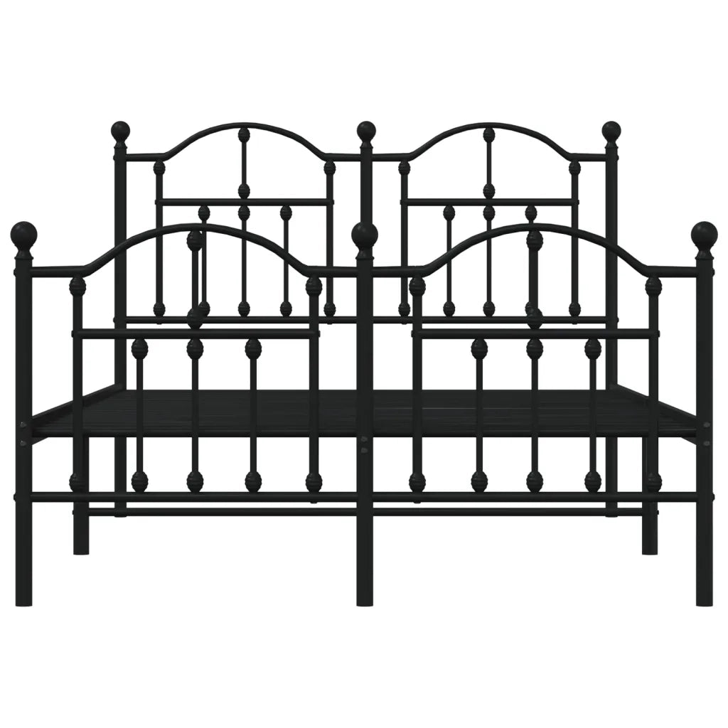 Giroletto con Testiera e Pediera-Struttura Letto Metallo Nero 120x190 cm 376842