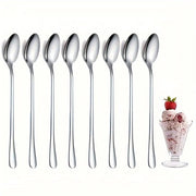Set da tavola da 10 pezzi composto da un cucchiaio per gelato con manico lungo, un cucchiaio per caffè in acciaio inossidabile e un cucchiaio per dolci con manico lungo per crema.