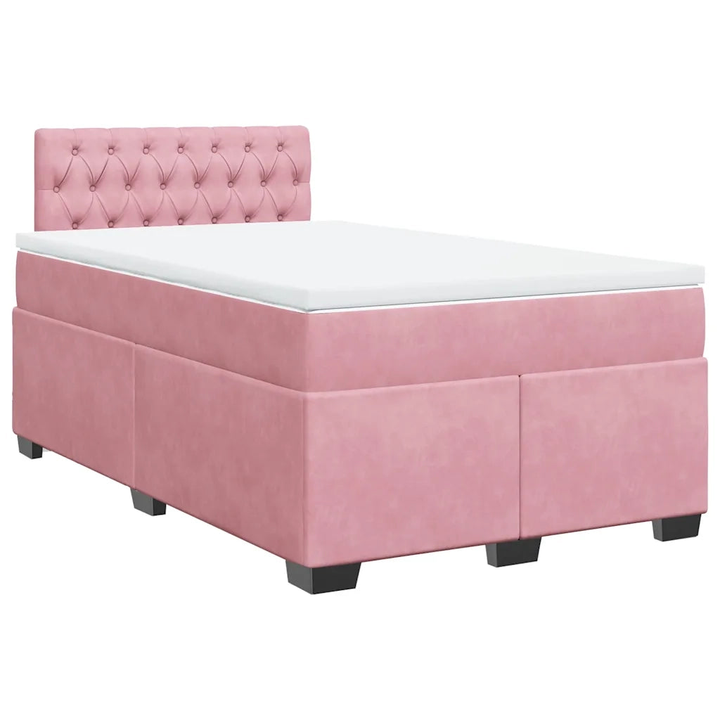 vidaXL Giroletto a Molle con Materasso Rosa 120x200 cm in Velluto