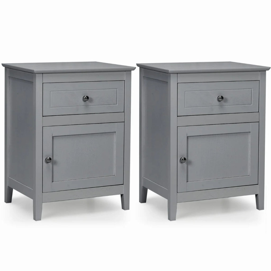 Set di 2 comodini 48 x 38 x 63,5 cm con cassetto scorrevole design moderno in MDF grigio 20_0012502