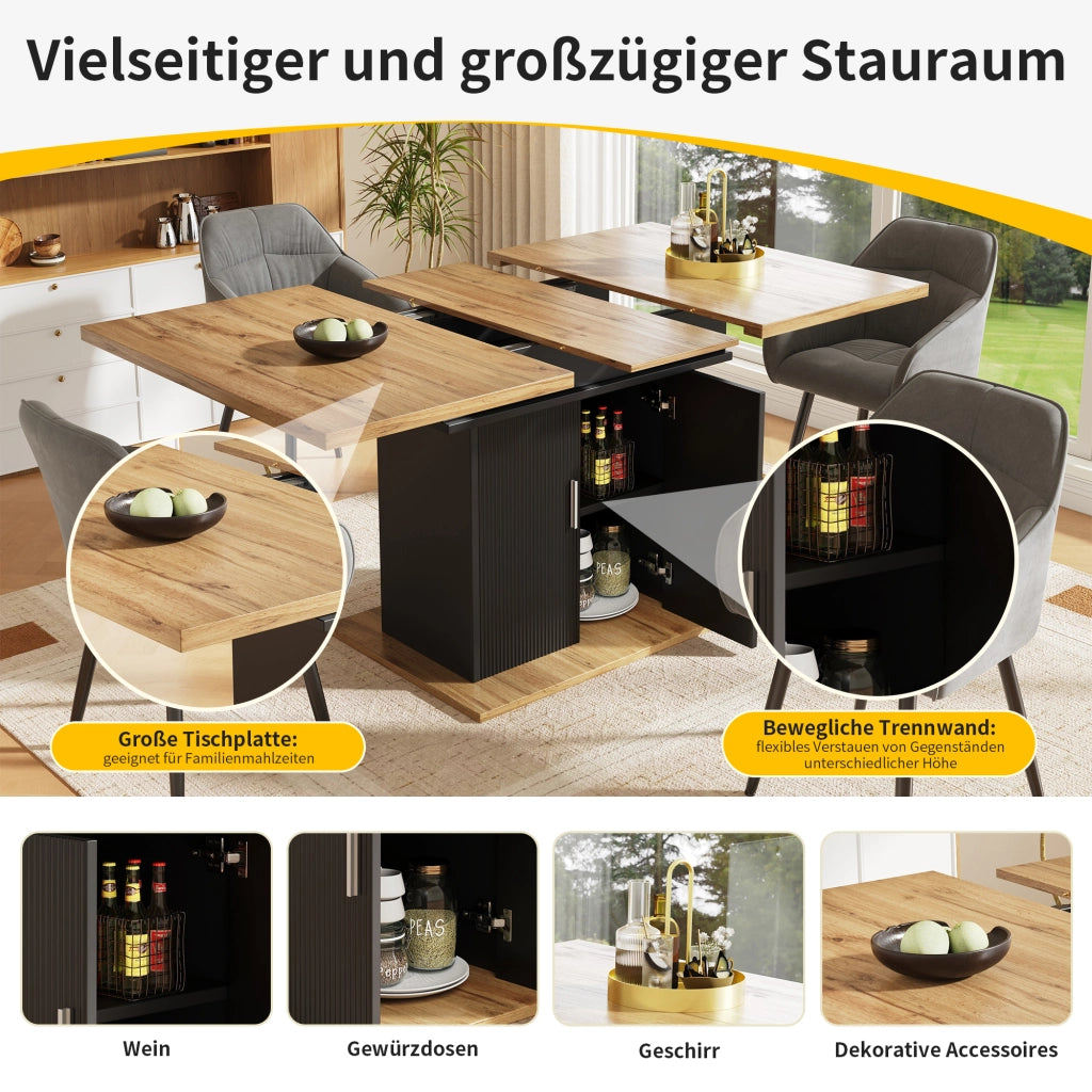 TAVOLO DA PRANZO ESTENSIBILE 110-140x70x76 cm MDF Nero