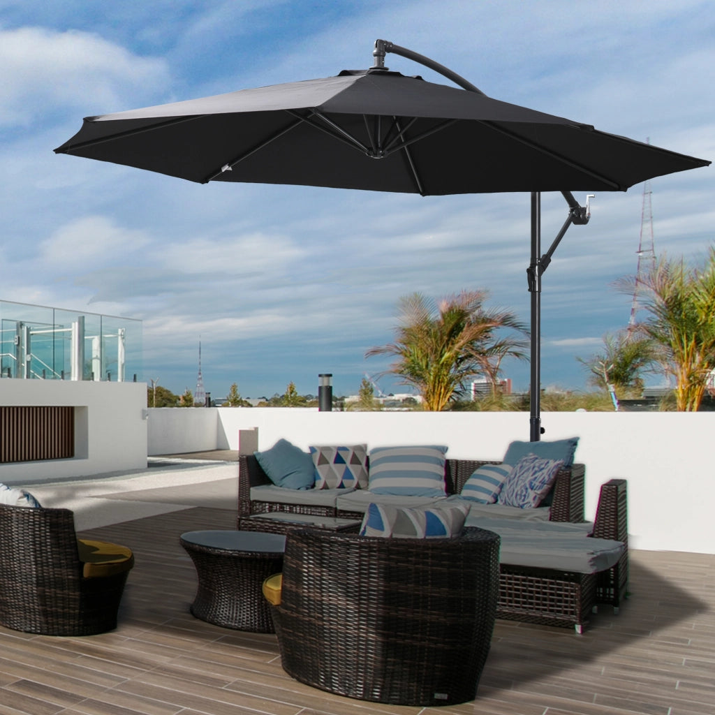 Ombrellone da giardino con manovella ¨C zephmum ¨C grigio