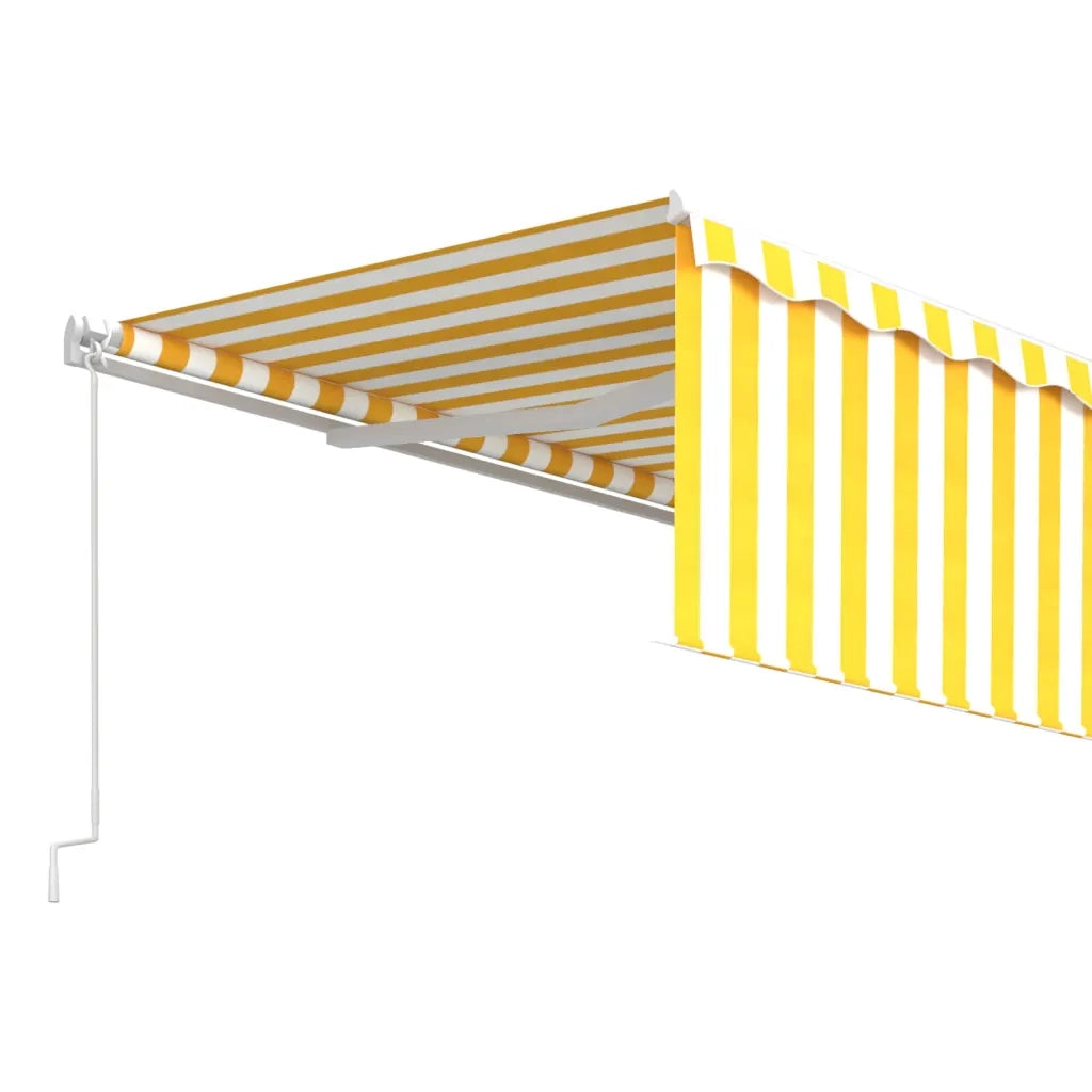 Tenda Sole Retrattile Manuale con Parasole 5x3m Gialla Bianca 3069338