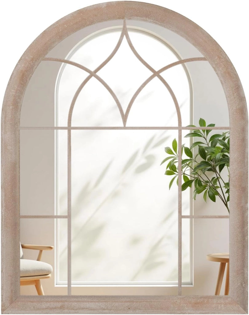 Specchio da Parete, Specchio a Finestra ad Arco con Cornice Metallica, Antideflagrante per Soggiorno Ingresso Corridoio, 88,5 x 69 cm (Stile 1)