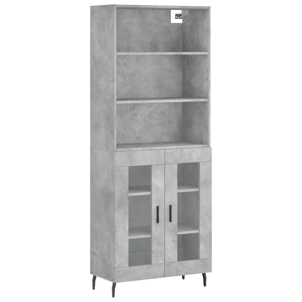 Credenza-Buffet-Armadio da cucina Grigio Cemento 69,5x34x180 cm in Legno Multistrato 756364