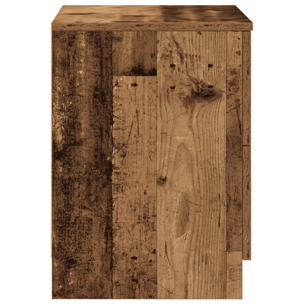 Comodini 2 pz con 2 Cassetti Legno Antico 40x36x50 cm