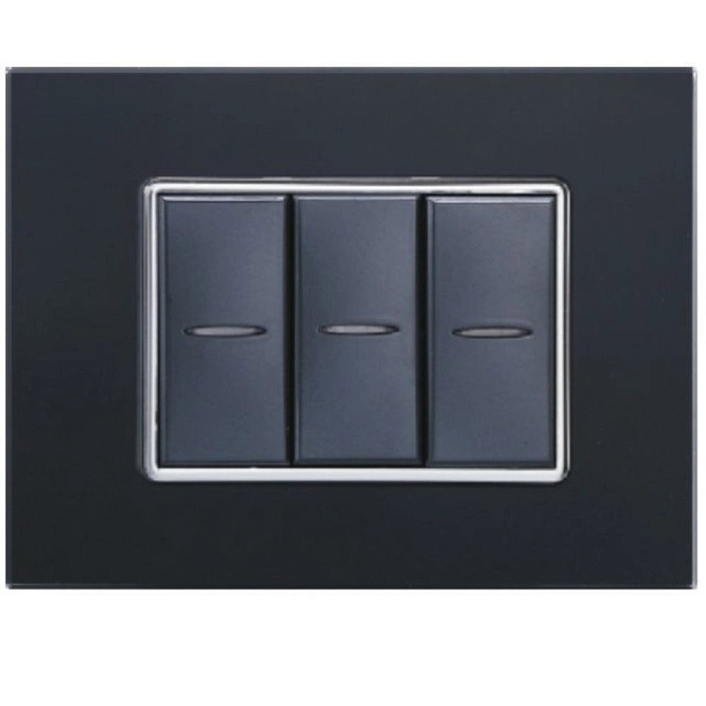 Trade Shop - Placca Cristal 3m 4m 6m Nero Effetto Vetro Compatibile Con Bticino Axolute -