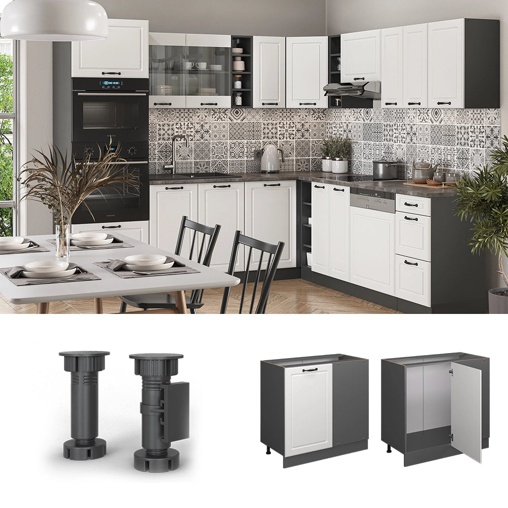 Vicco Mobile ad angolo cucina Bianco casa di campagna 86 cm , PL Antracite