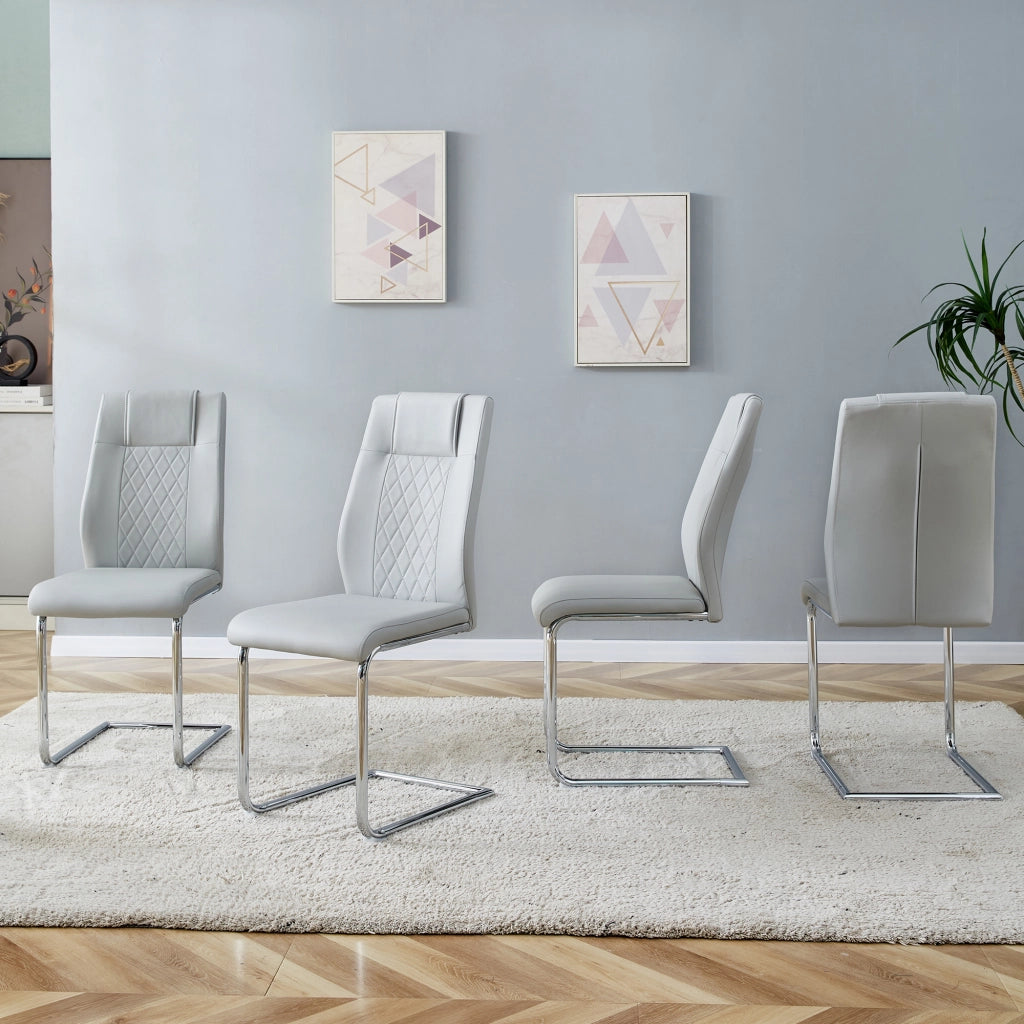 Sedie da Pranzo Scandinave in Similpelle ¨C Xylo ¨C Grigio Chiaro, Gambe in Metallo, Set 4 Pezzi