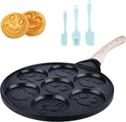 Pannetto per crêpes e omelette 26 cm con 7 fori - facce sorriso - gas e elettrico - per omelette e spessore di 2 mm