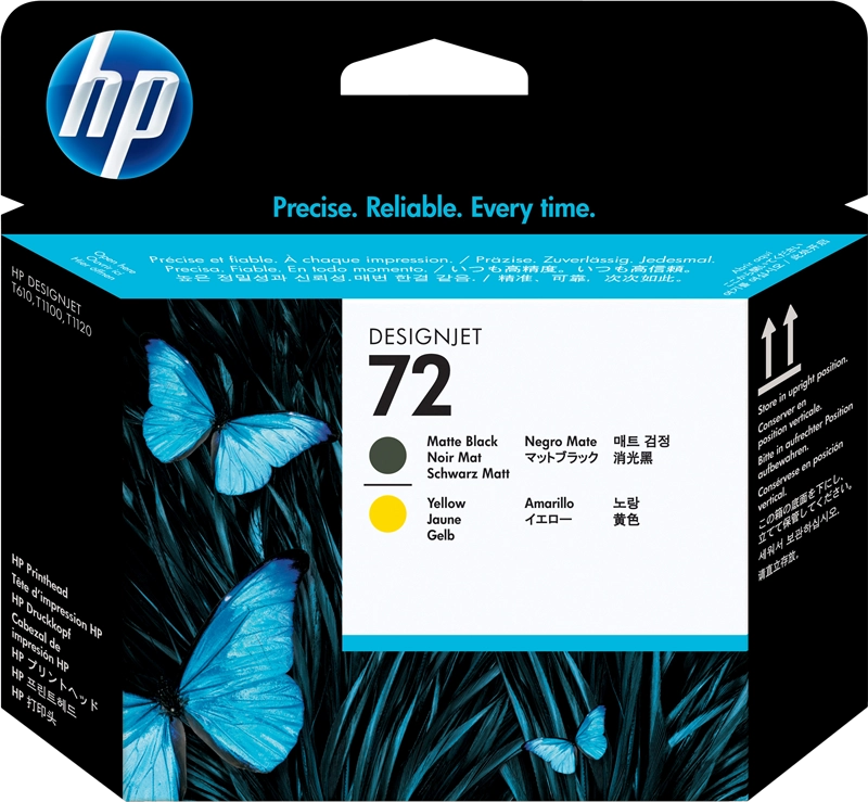 HP Testina di stampa nero opaco e giallo 72