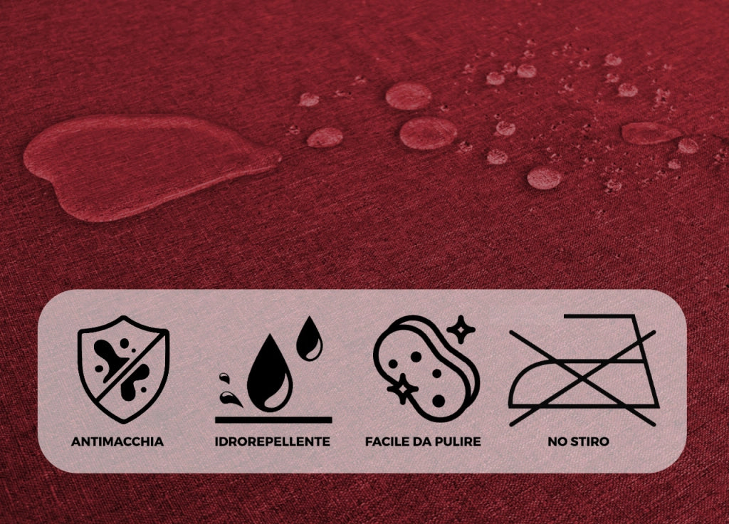 Tovaglia Cucina Soggiorno Antimacchia Idrorepellente Linen - 140x140cm - Bordeaux