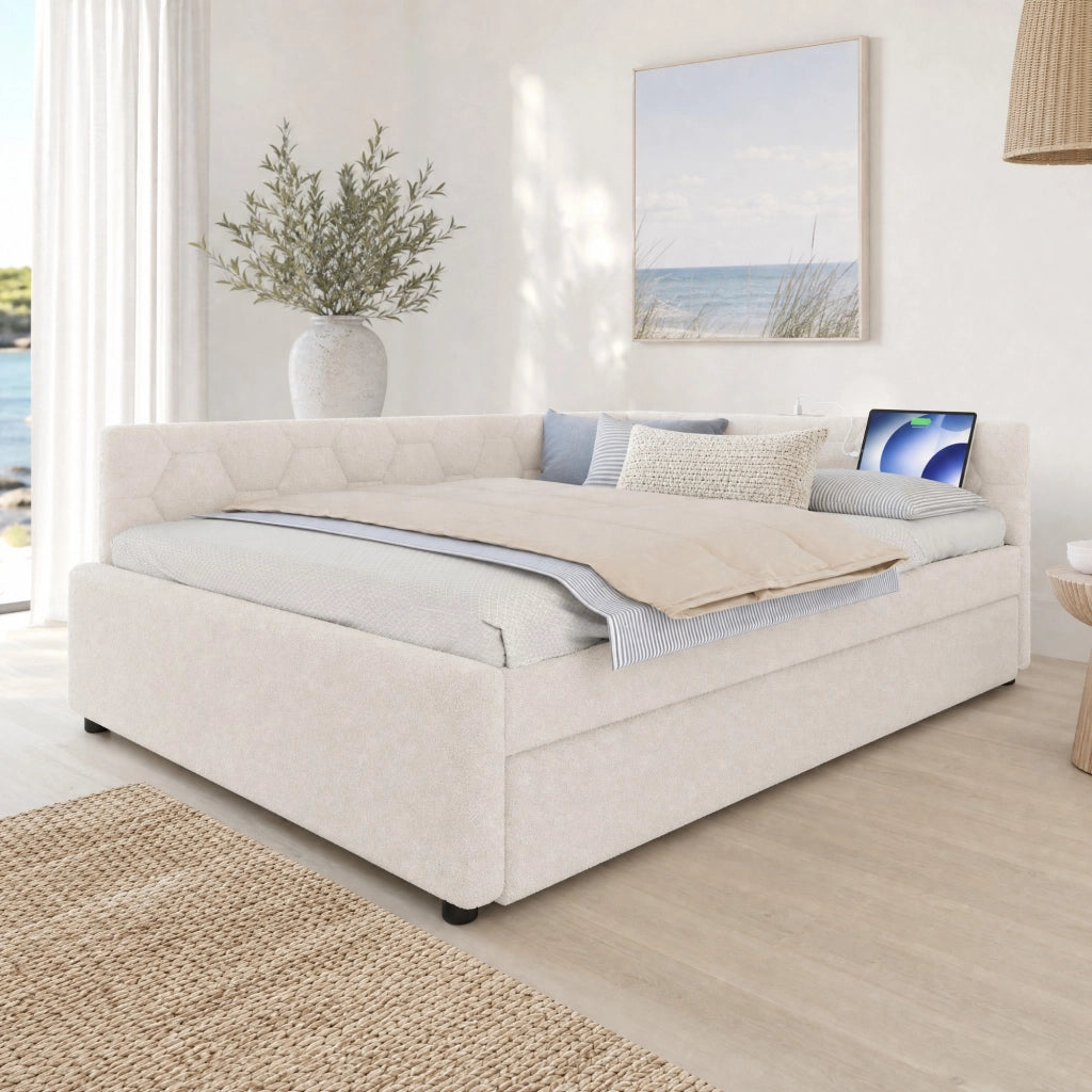 Letto da giorno 140x200 cm con letto estraibile e USB