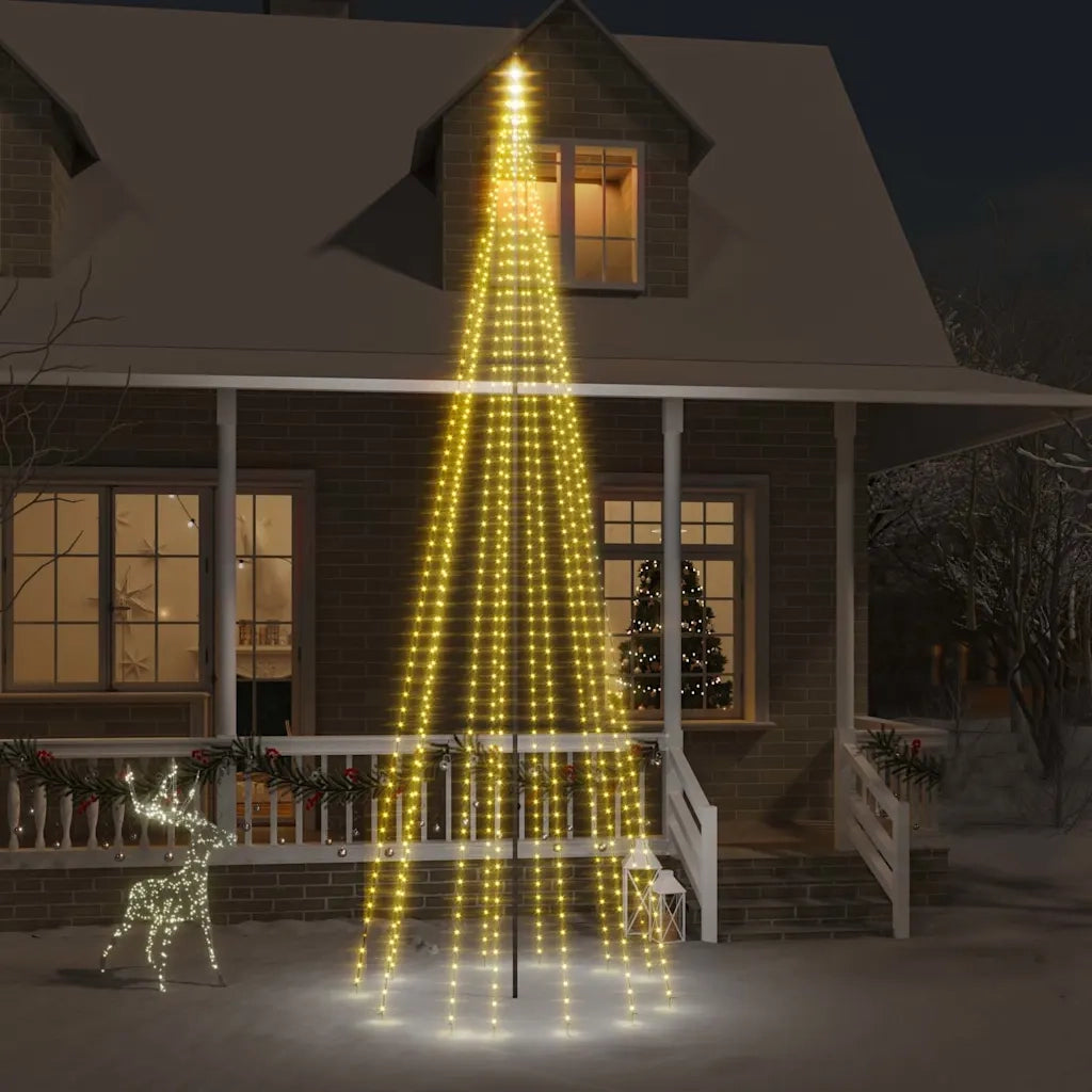 Albero di Natale Pennone Bianco Caldo 732 LED 500 cm 343526