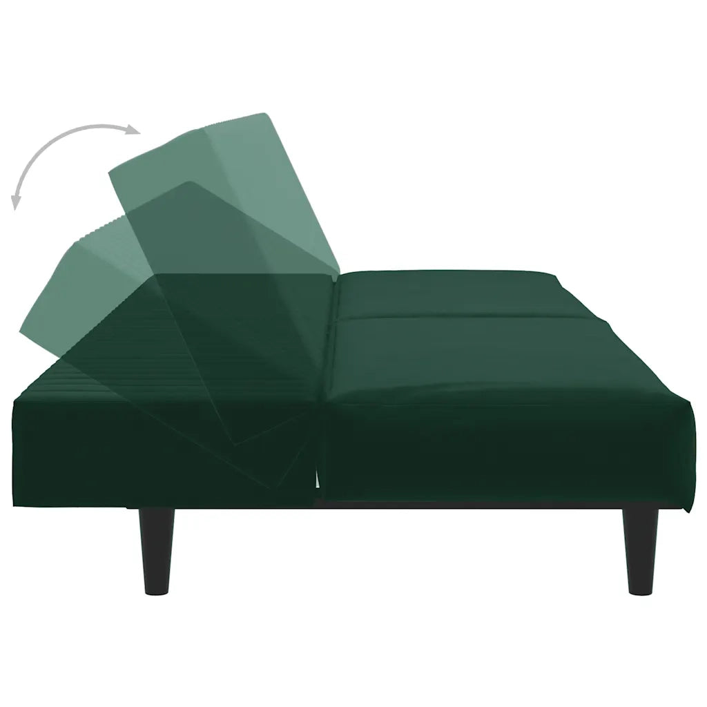 Divano Letto a 2 Posti Verde Scuro in Velluto 375928