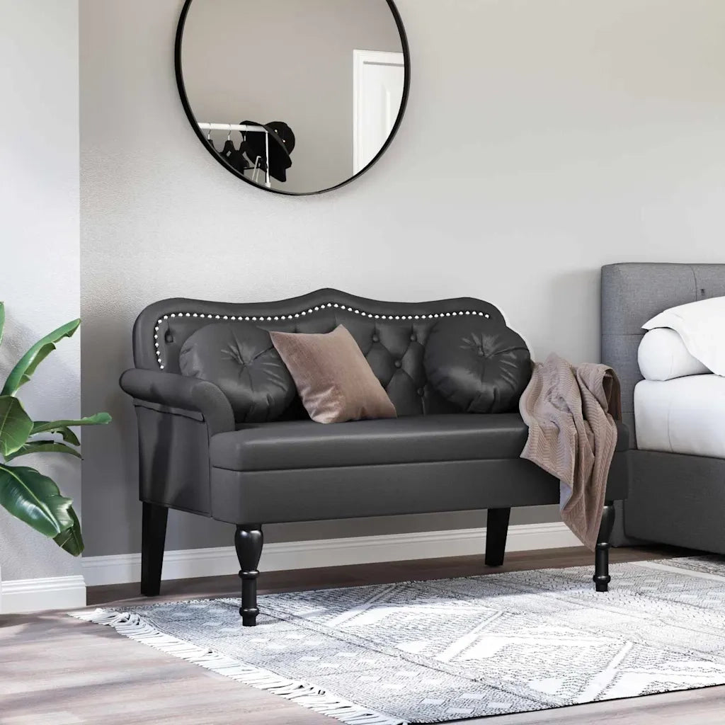 Panca Chesterfield Nero 120,5 x 65 x 75 cm Pelle Sintetica 42019284