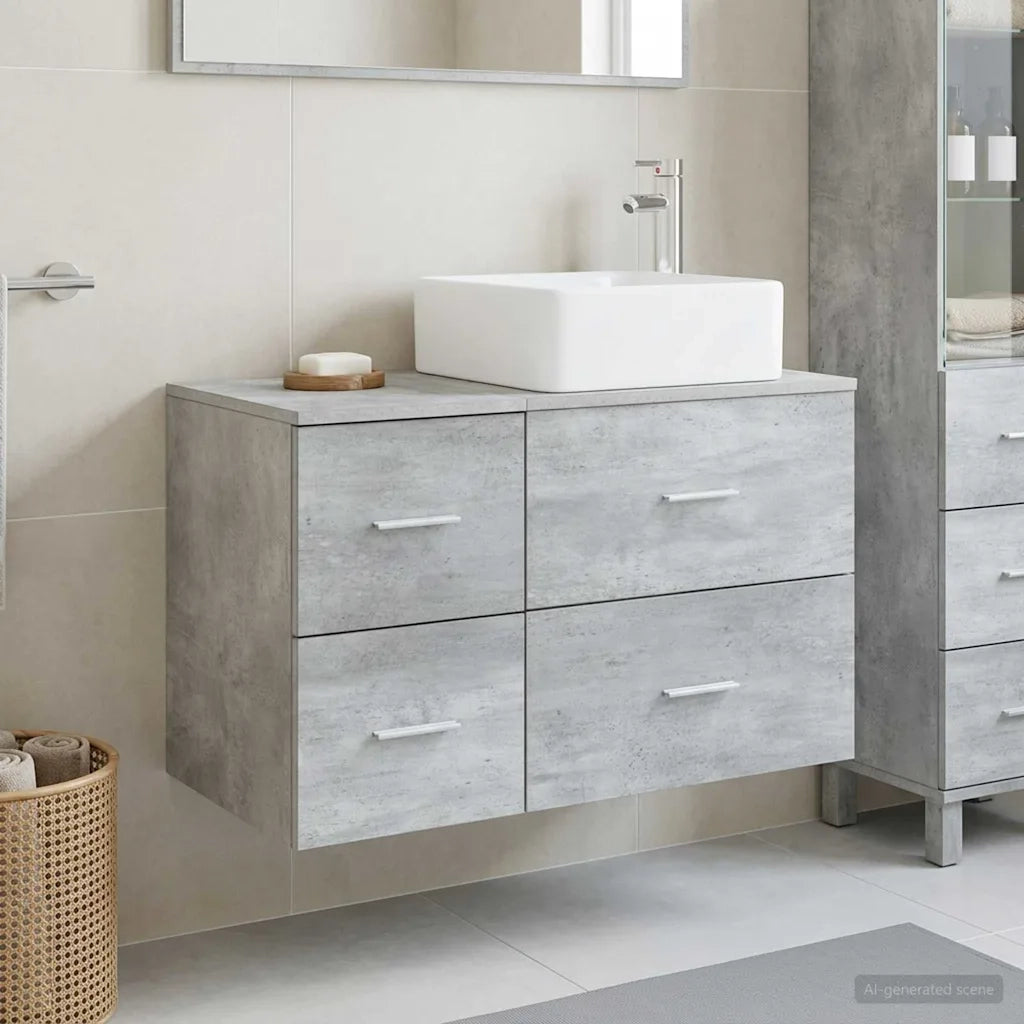 Set di mobili per il bagno 2 pz Grigio Cemento 3403979