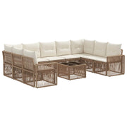 Set Divano da Giardino 10 pcs Beige e Bianco Crema polyrattan