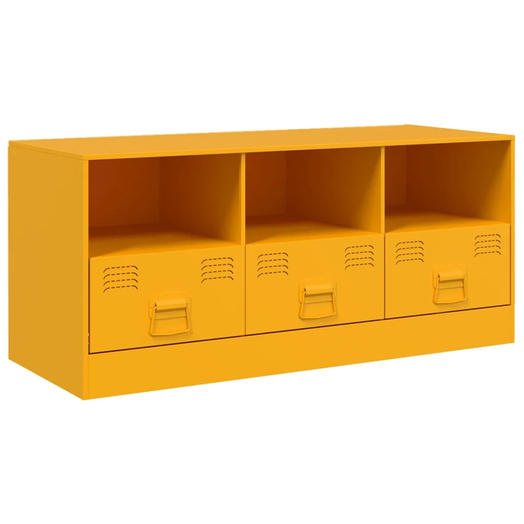 Mobile Porta TV Giallo Senape 99x39x44 cm in Acciaio 841736
