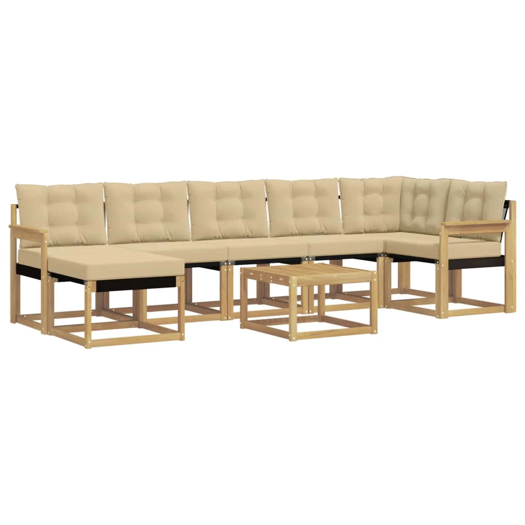 Set di divani da esterno con cuscino 8 pcs Bianco e Beige 3389711
