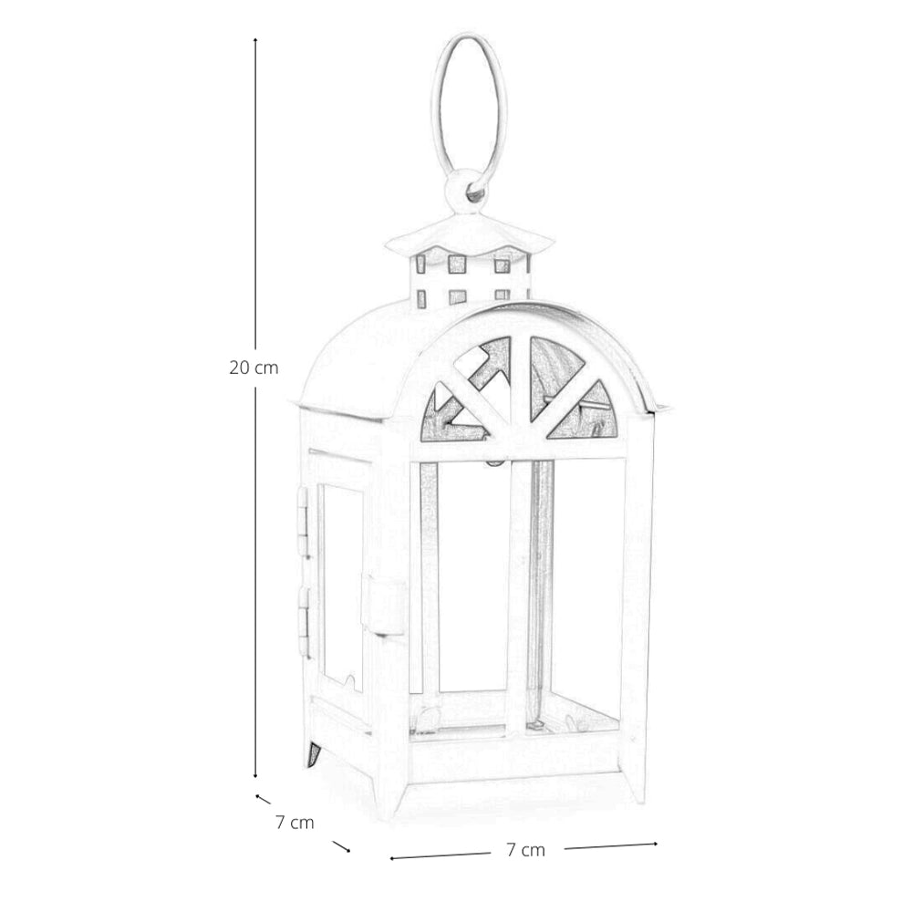 10 lanterne portacandela decorative in metallo bianco quadrate cm 7 x 7 x h20