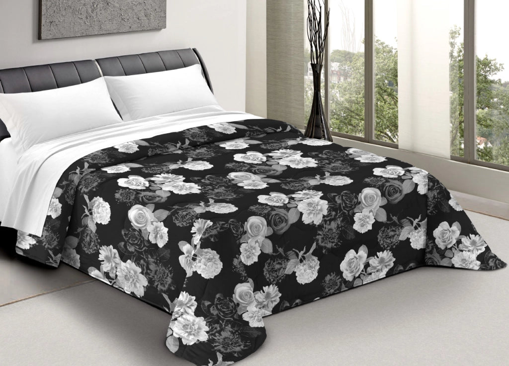 Trapunta Piumone Letto Invernale Imbottita 300gr Scaldanotti Matilde - 2 Piazze - Nero