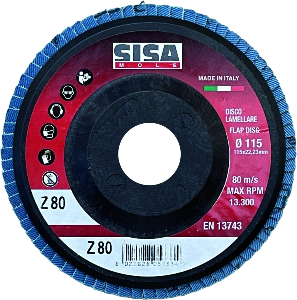 Sisa Mole DISCO LAMELLARE ALLO ZIRCONIO Ø mm. 115 - foro 22  grana 60 25.00 pz