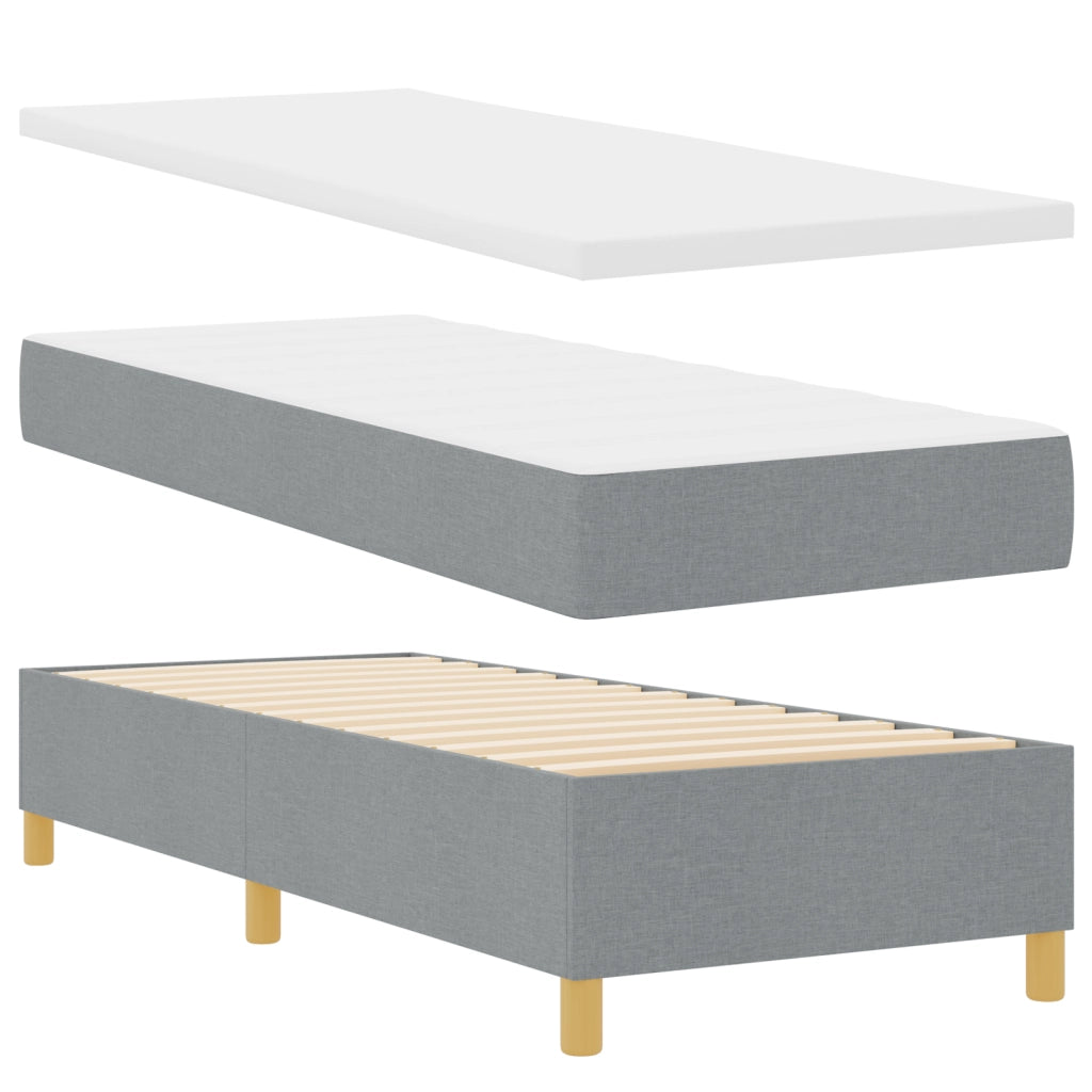 Letto box spring con materasso e LED grigio chiaro 80x200 cm tessuto