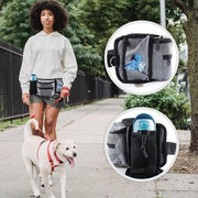 Heuptas per cani da allenamento, borsa per cani da allenamento e passeggiate senza mani, con dispenser di sacchetti e contenitore per acqua, borsa per cani regolabile per allenamento e passeggiate, grandi dimensioni - grigio